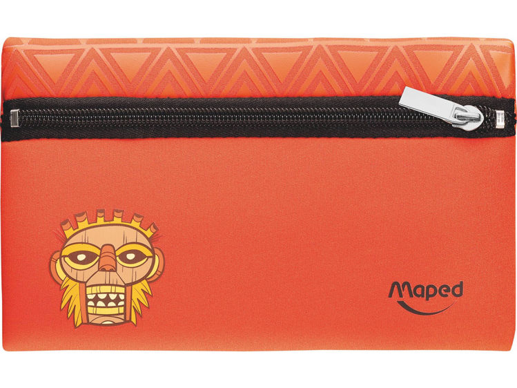 Picture of 7544 MAPED SOFT ANTI RIP FABRIC PENCIL CASE TIKI THEME
